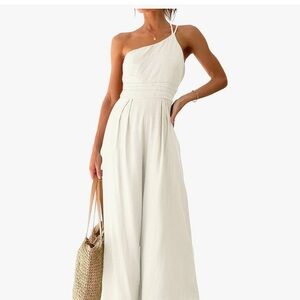 Elegant Cream One-Shoulder Jumpsuit